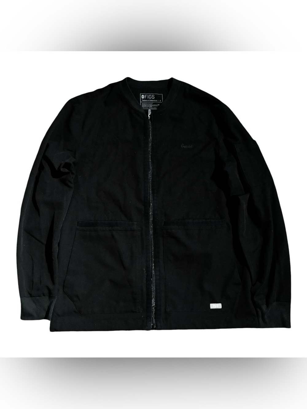 FIGS Bellery Scrub Zip Jacket Black